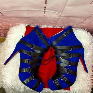 Blue Suede Strappy Heels